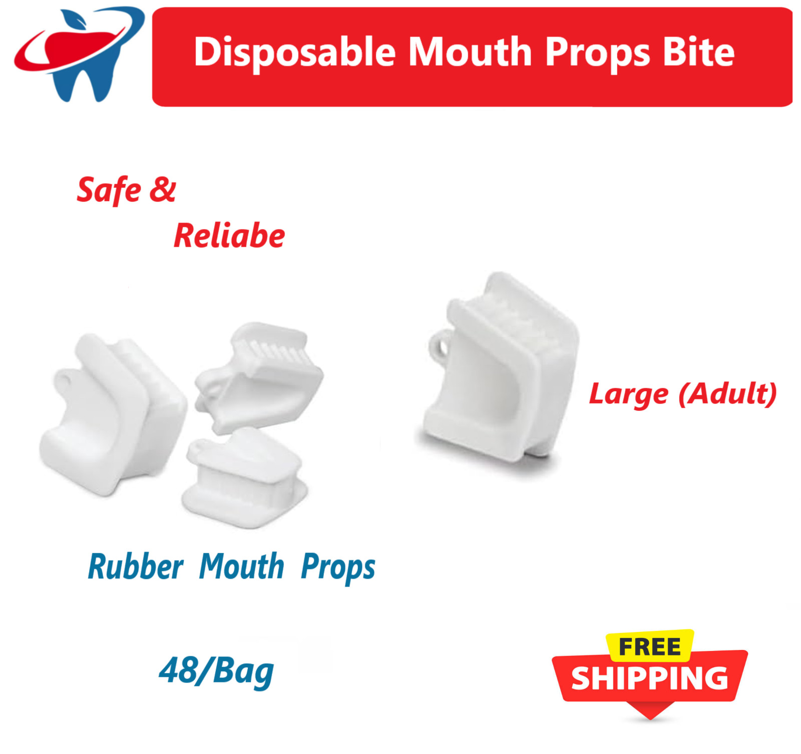 Dental LARGE Adult Ortho Piercing Disposable Mouth Props Bite Blocks, 48/Pk