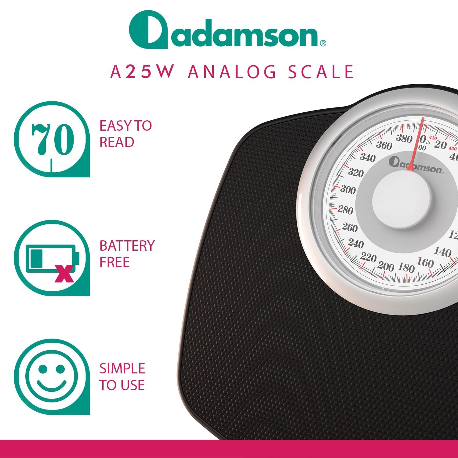 Adamson A25W Medical-Grade Scales for Body Weight-Up to 400 LB-2024-Anti-Skid