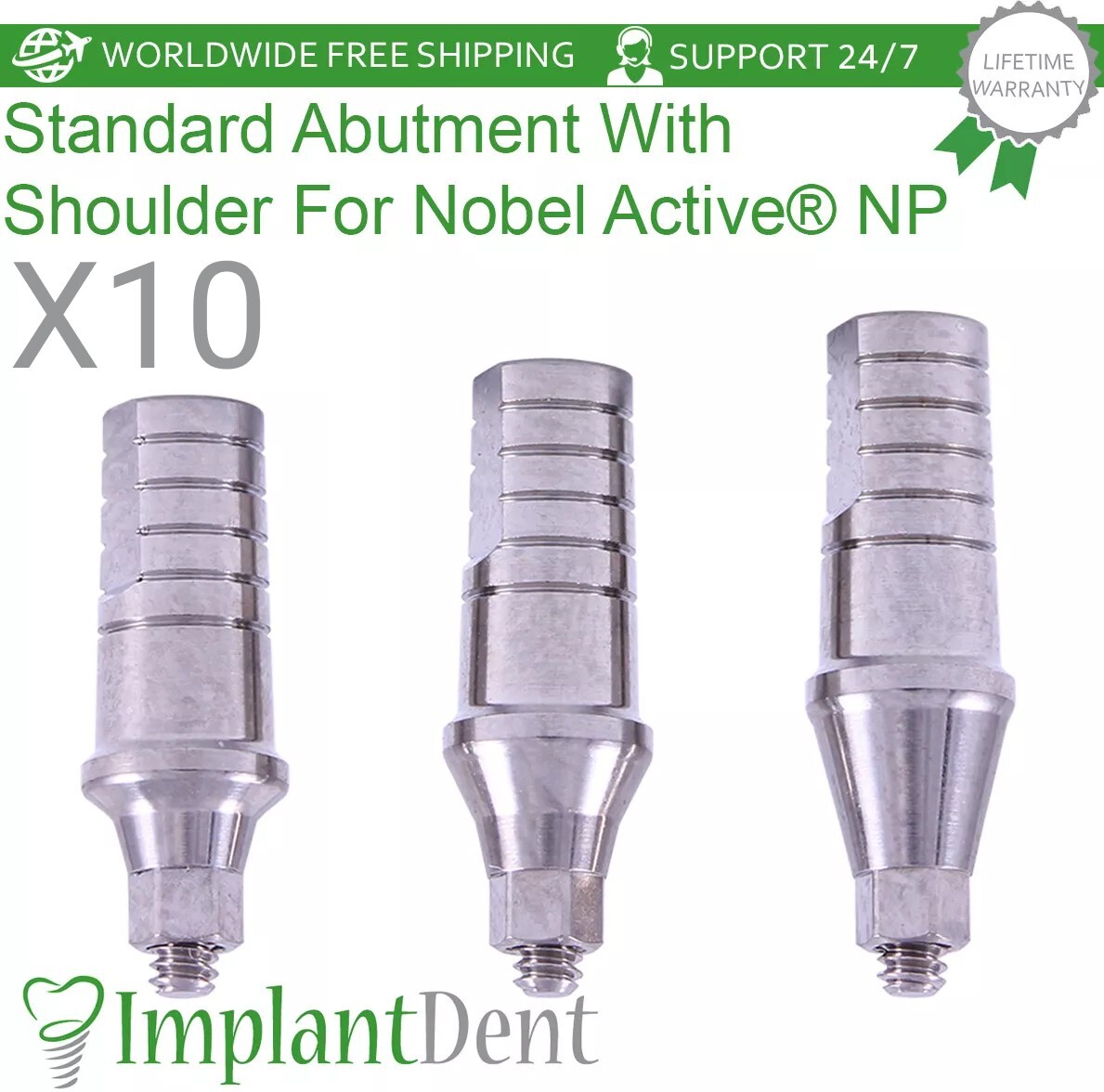 10x Dental Straight Shoulder Prosthetic 4.0mm NP Conical Hex System 2.25mm