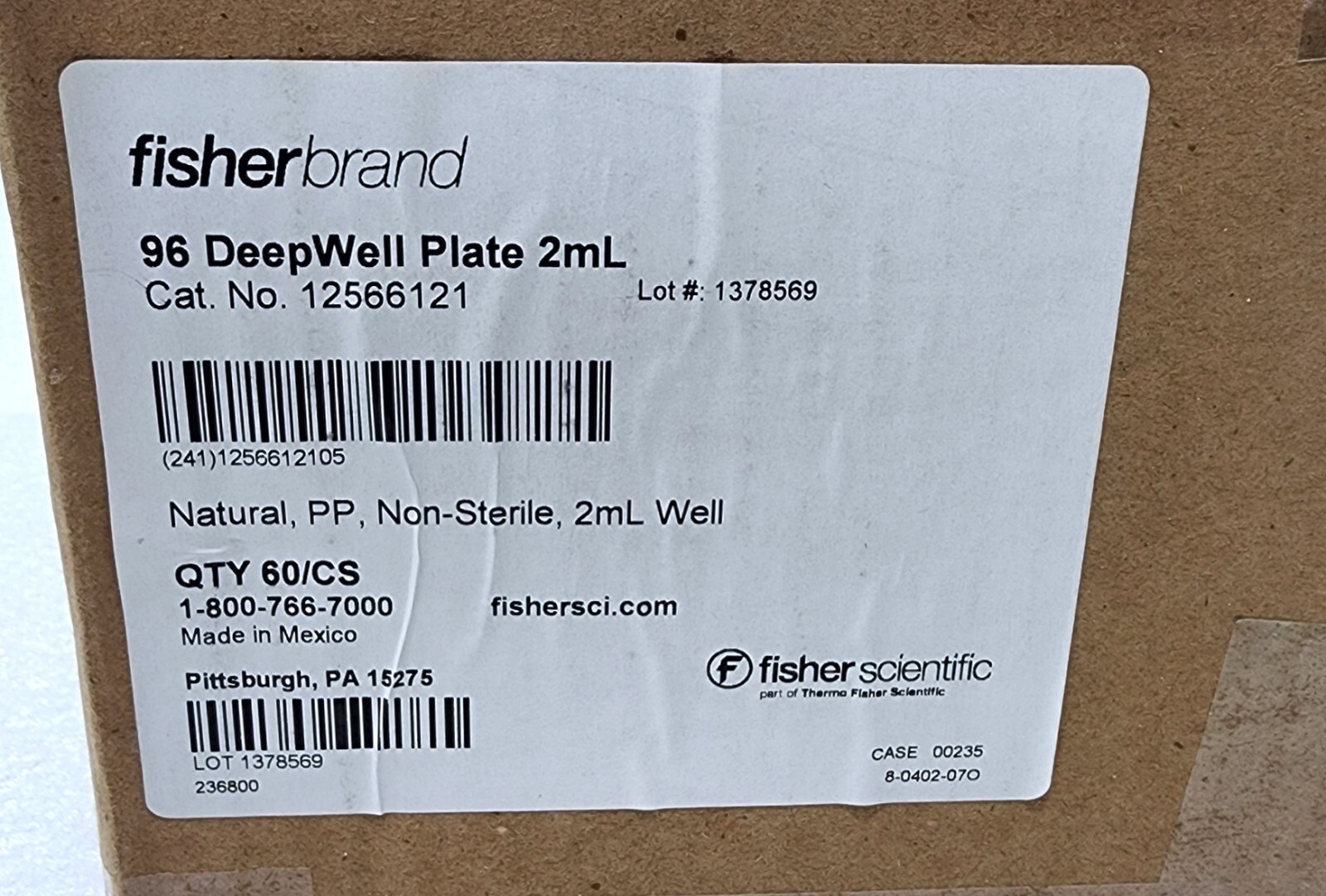 Fisherbrand 1256-121 DeepWell 96 Well Microplates Non-sterile Case of 60
