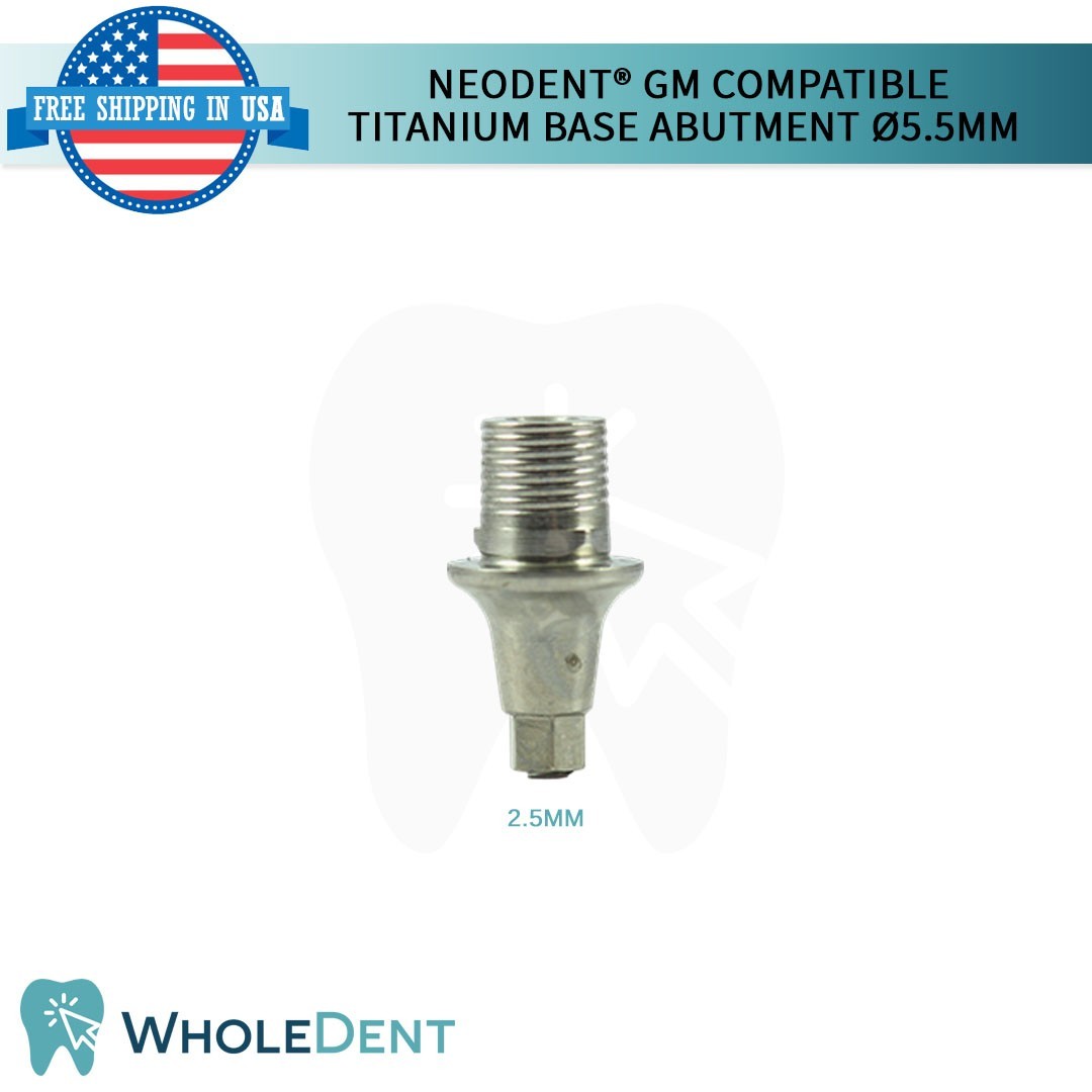 5X Titanium Base Dental Prosthetic Compatible with Neodent® GM Ø5.5mm Lab