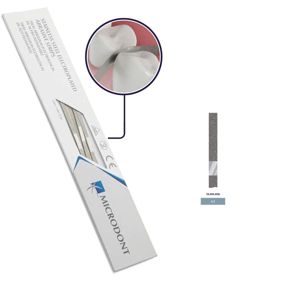 Microdont Dental Polishing Strips Stainless Steel 6 mm Medium (2-side) 12/BOX