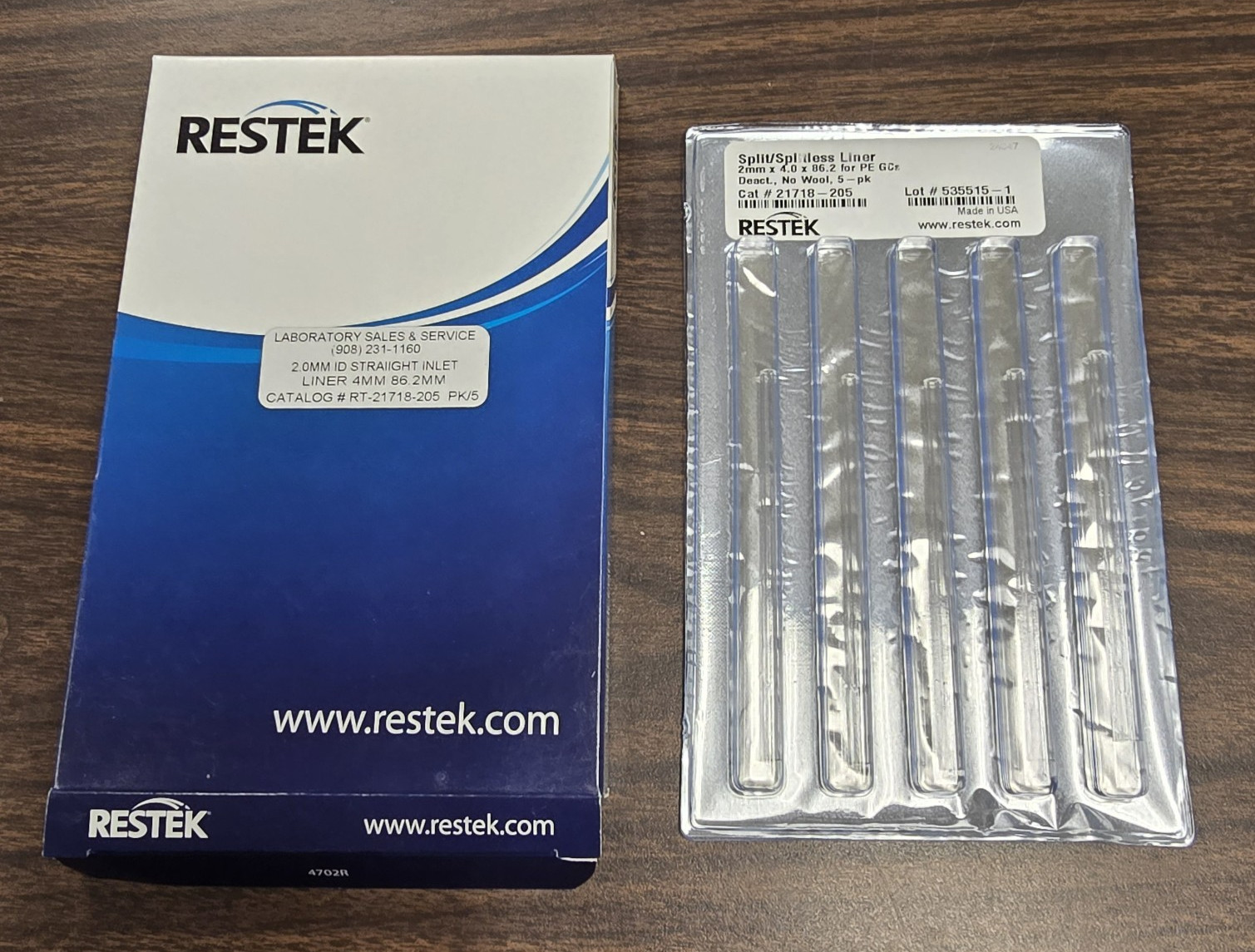 Restek Straight Inlet Liner, 2.0 mm x 4.0 x 86.2, Standard Deactivation, 5-pk