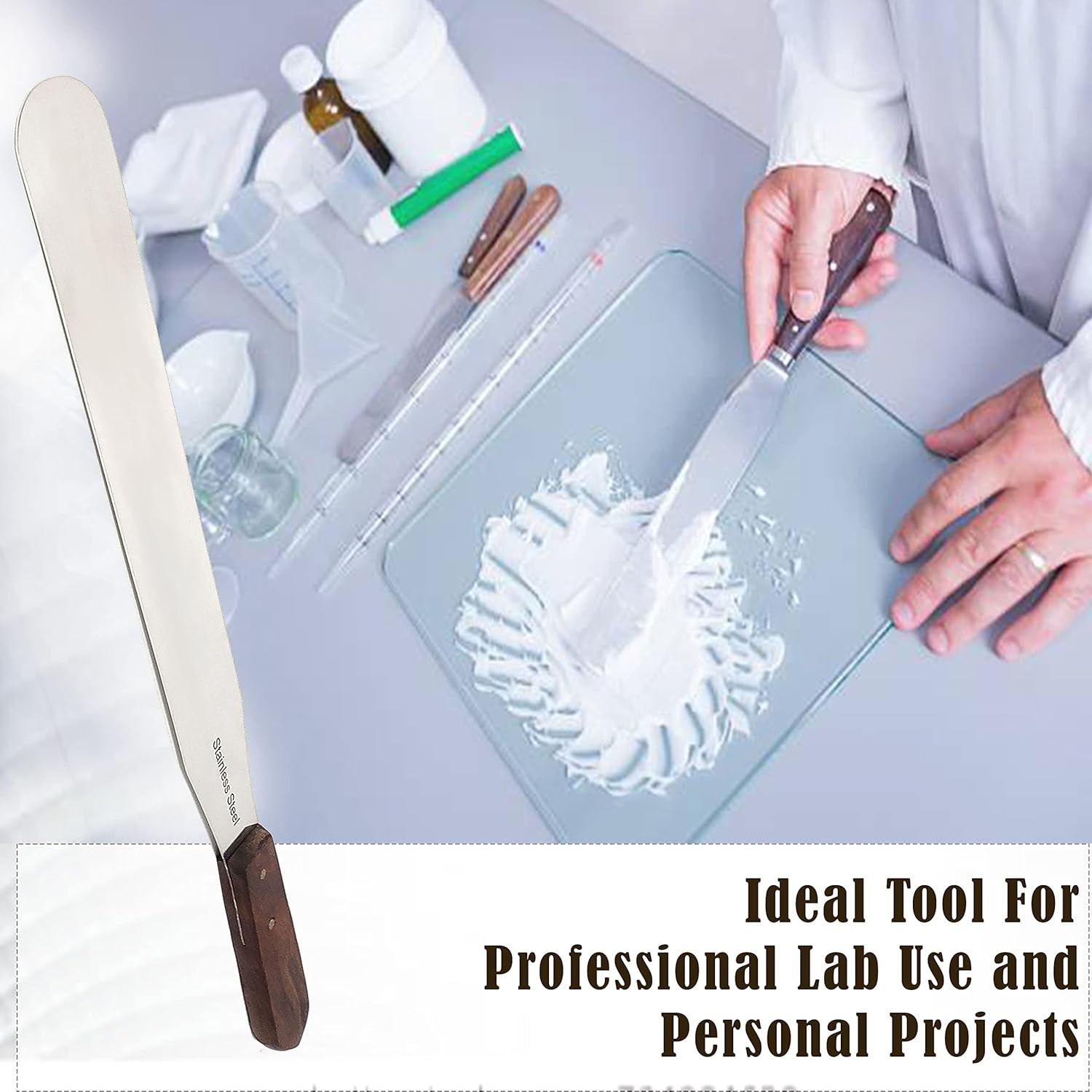 17.25″ Dental Plaster Lab Spatula Alginate Mixing Gypsum 12″ Blade Wooden Handle