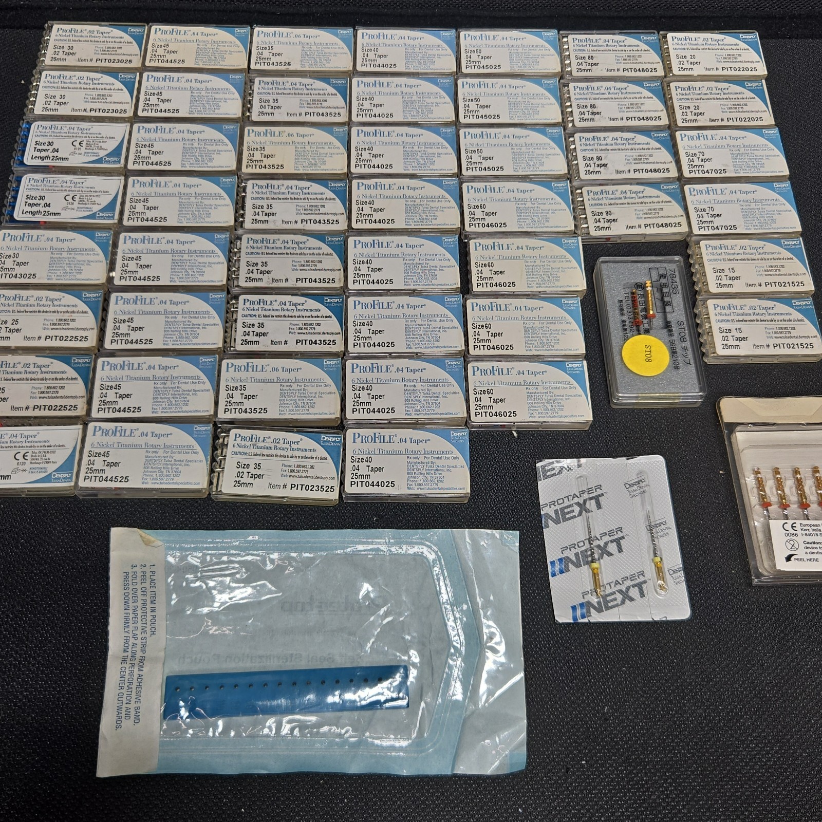Huge Lot Dentsply ProFile Nickel Titanium Rotary Instruments All Sizes 25mm A40