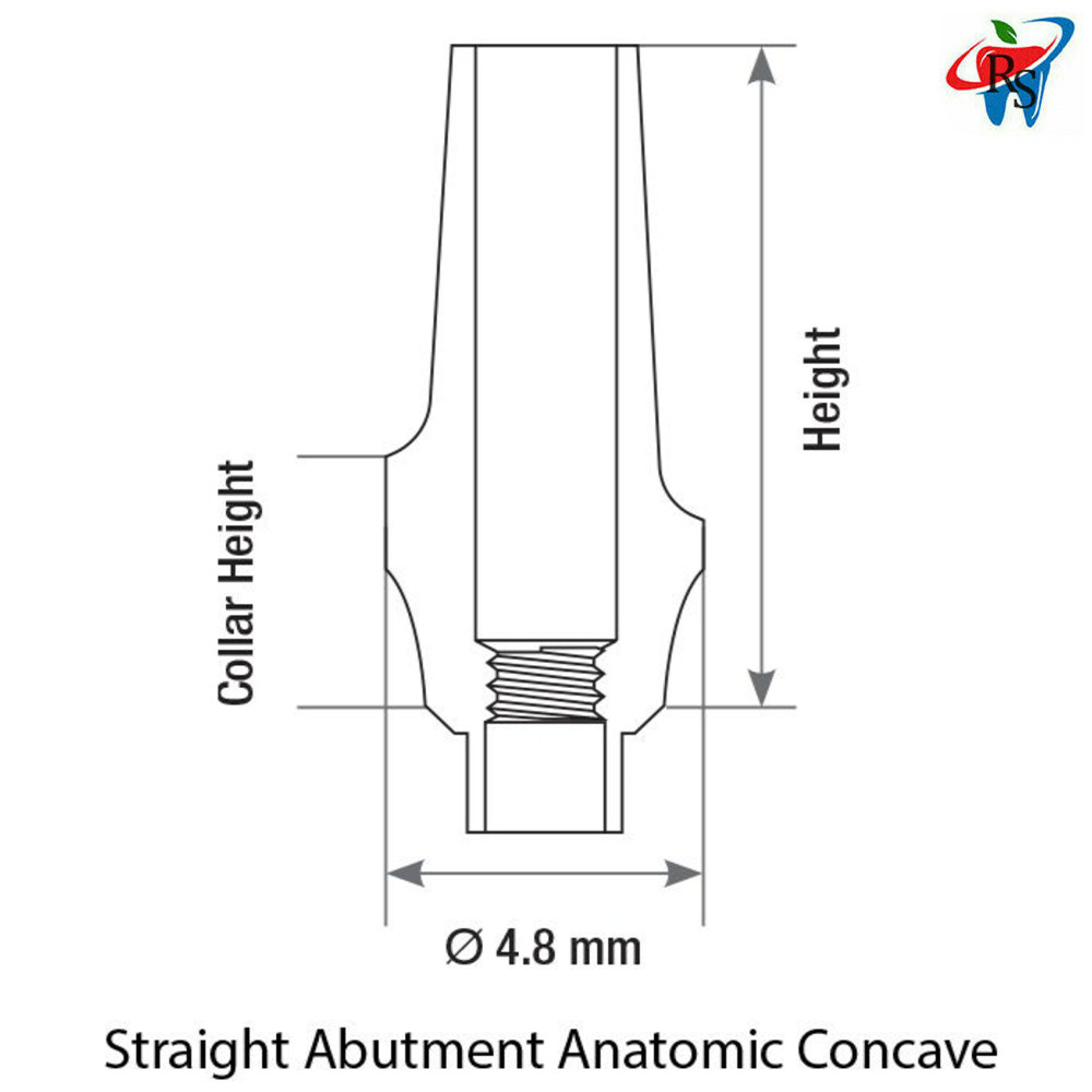 5x Dental Imp lant Straight Concave Anatomic Abut ment Inter Hex 2.42mm Titanium