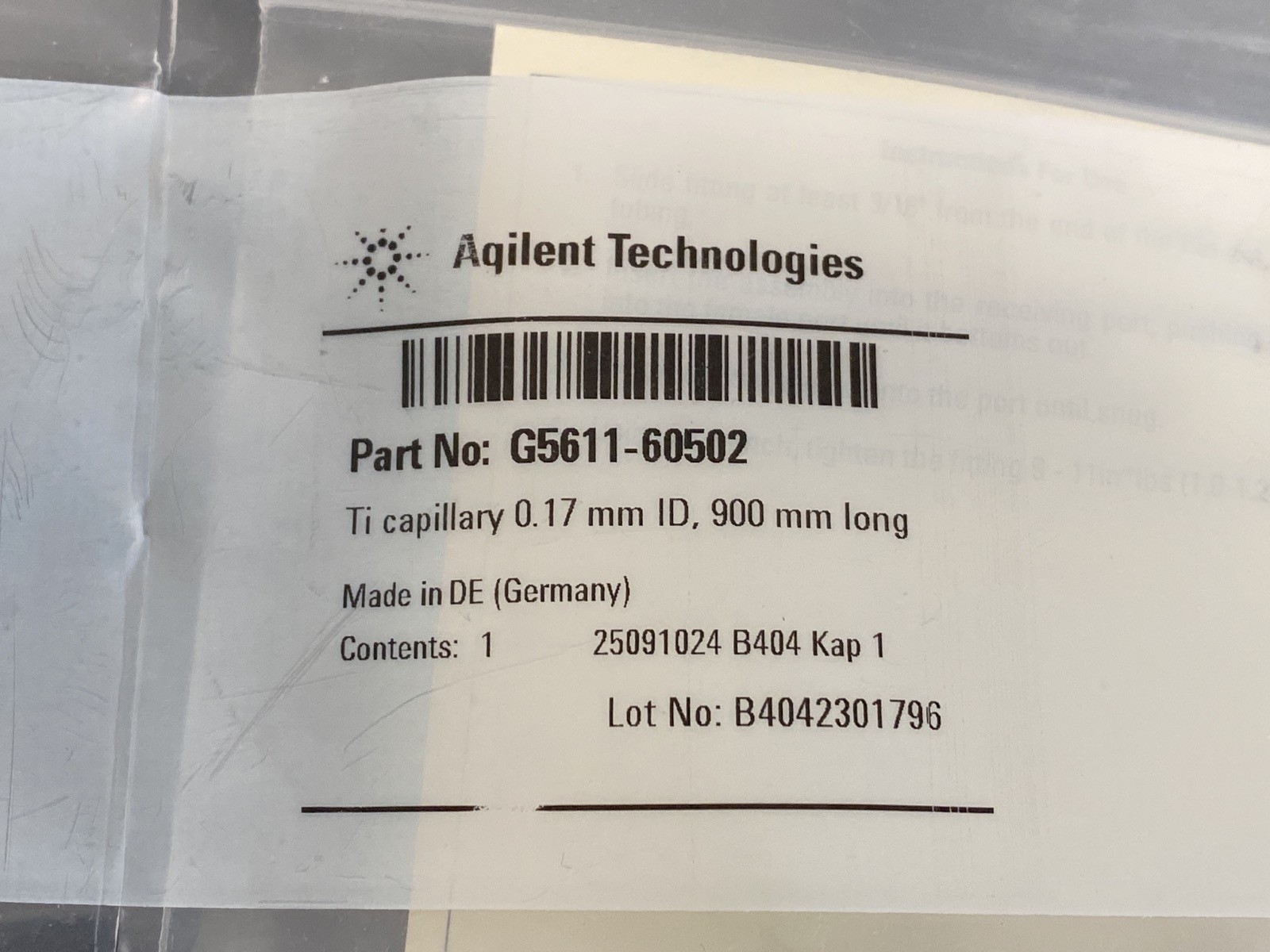 AGILENT HPLC Titanium Capillary 0.17mm x 900mm 1260 Infinity G5611-60502