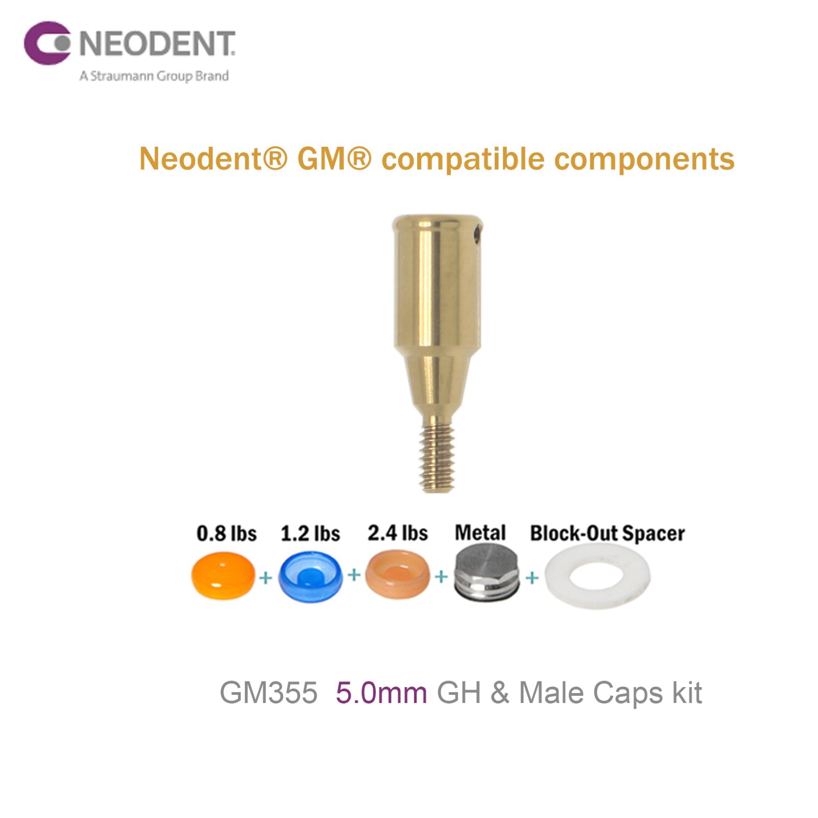 NEODENT GRAND MORSE LOCATOR Kit PEEK Abutments 1-6mm w/Male Caps GM Overdenture