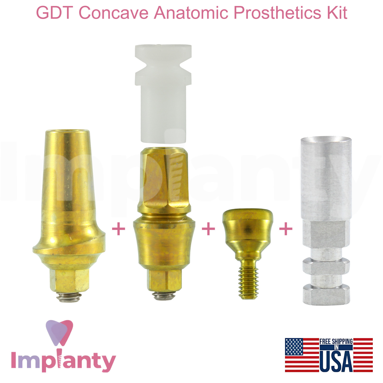 GDT Concave Anatomic Dental Titanium Prosthetics Kit Int Hex 2.42mm Connection
