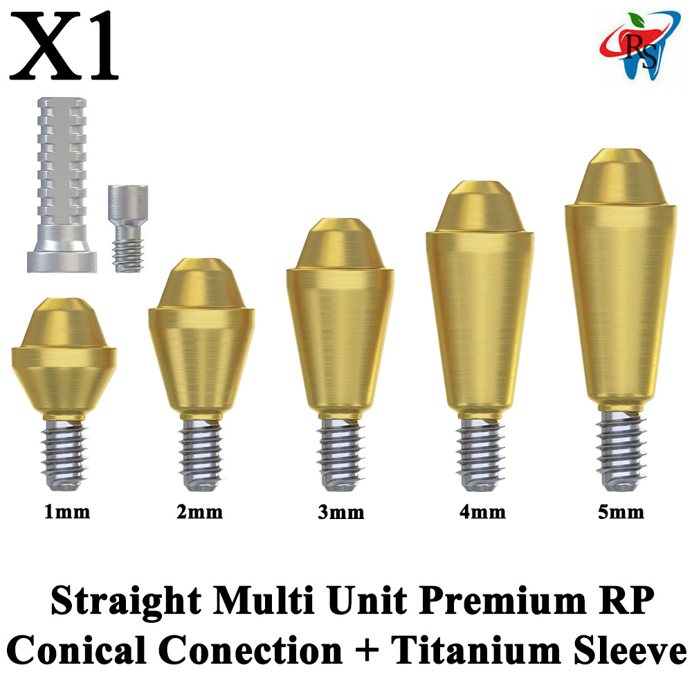 1x Set Prosthetic Straight Multi Unit 1.6 RP Conical 2.65 + Titanium Sleeve