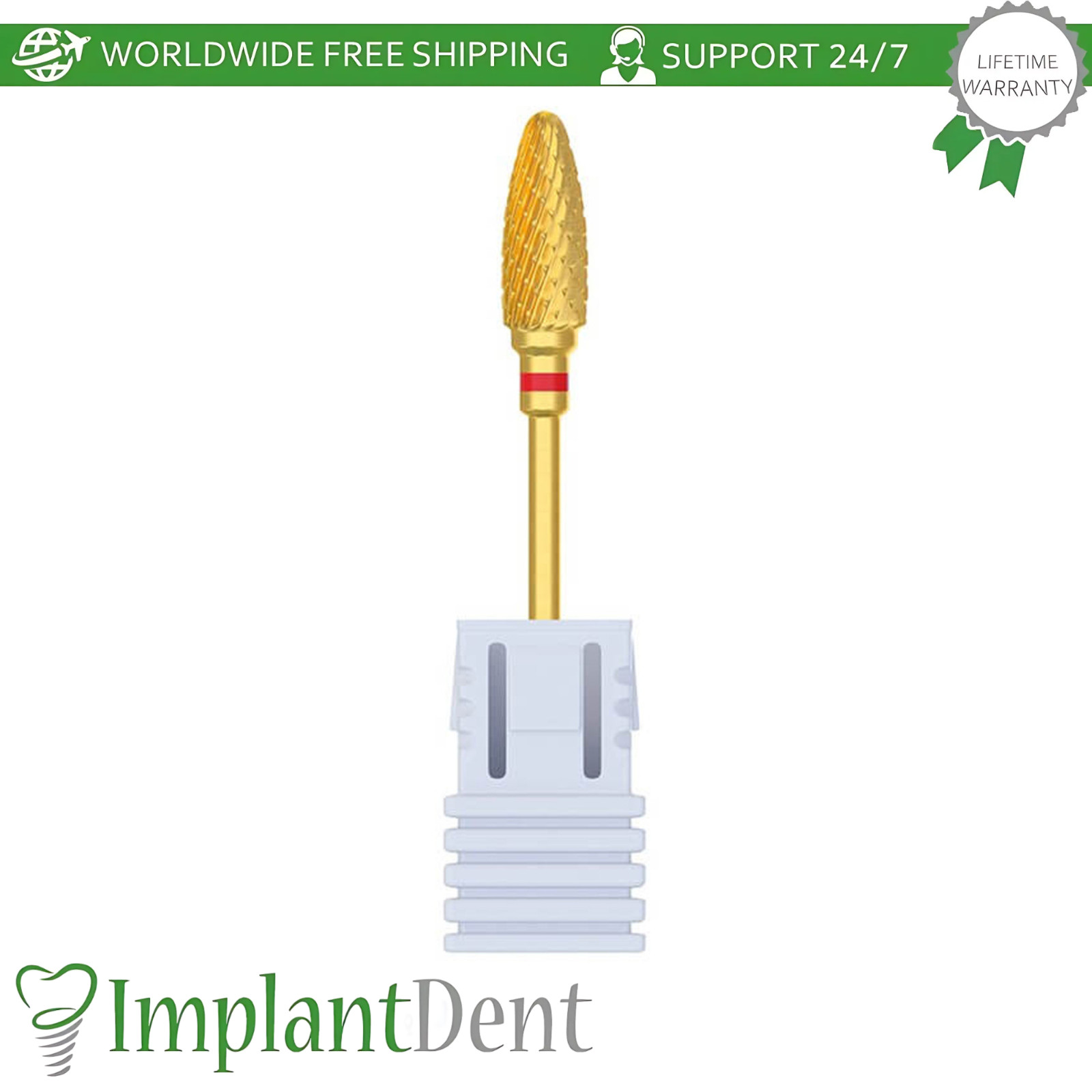 Dental Cross Cut Fine Grit Flame Gold Carbide Ø6.0mm x 14mm Bur 1140134