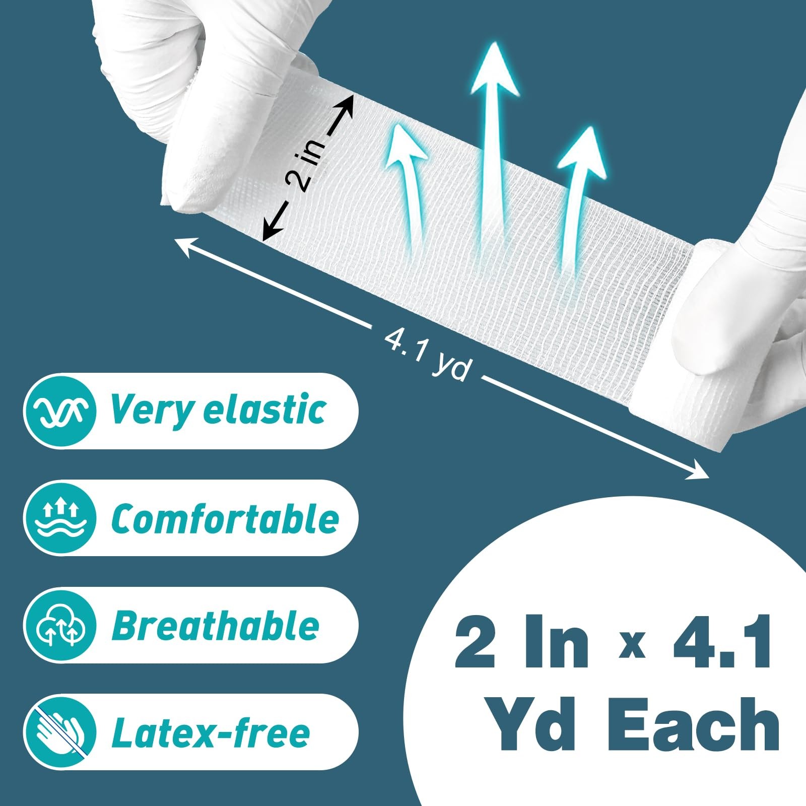 AZEN 20 Pack Gauze Rolls Bandages, 2 in x 4.1 Yards, Premium Medical 2IN, 20p