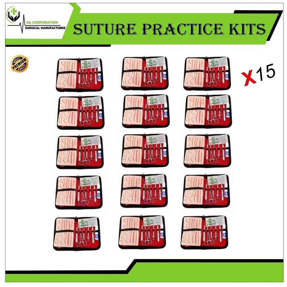 15 kits 19 Pcs Suture Practice Complete Suture Training With Silicone Pad