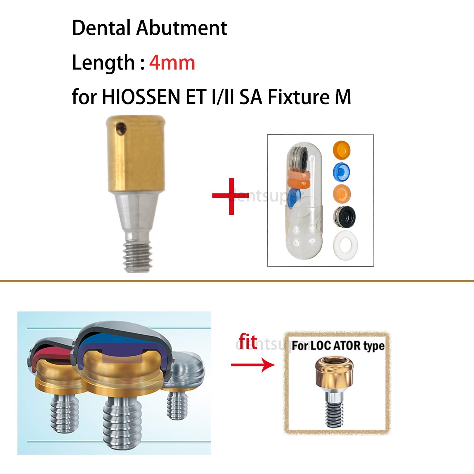 US Hiossen Mini G354 Implant Abutment Set 4mm PEEK Caps Metal Housing ET II/III