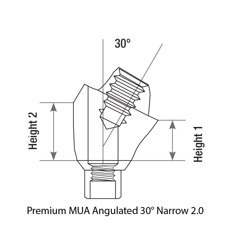 CAD/CAM Set Angulated 30° Multi Unit Abutment Int Hex 2.0 PEEK Scan Body Ti Base