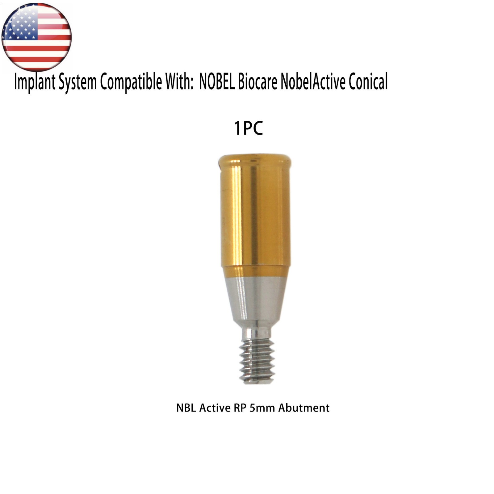 US Dental Locator Abutments for Nobel Active Conical RP NA451/2/3/4/5mm Height