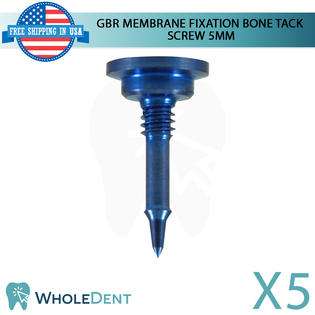 5x GBR Bo ne Tack Screw 5mm Pin Titanium Membrane Fixation, Dental Tac