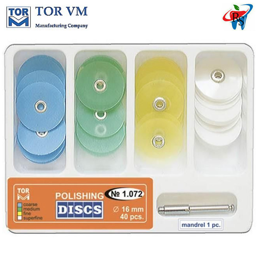 40pcs Dental TOR VM Polishing and Finishing Discs and Mandrel Kit Ø16mm Set