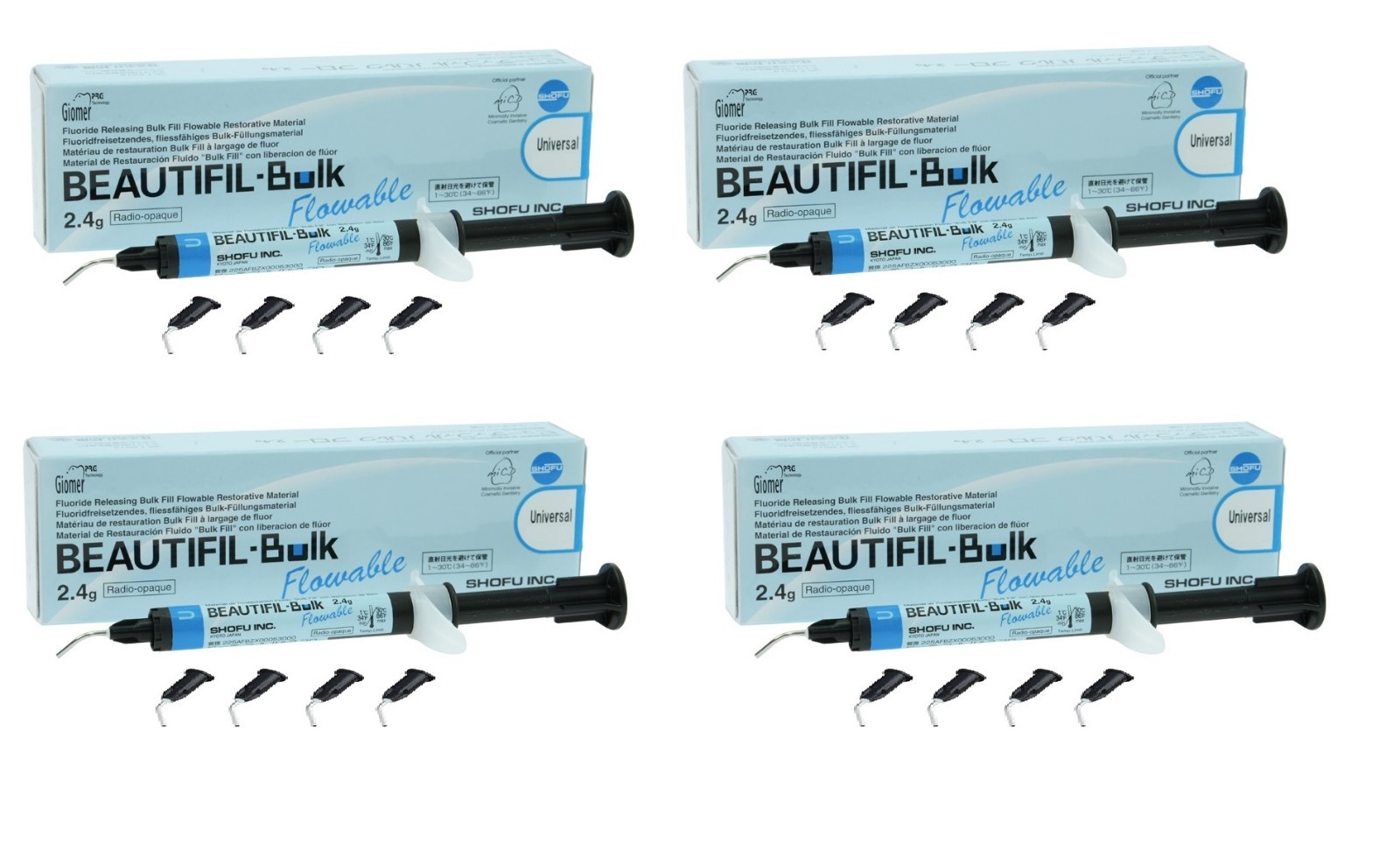 4 X Shofu Beautifil Bulk Flowable Composite 2.4 gm syringe Dental Universal