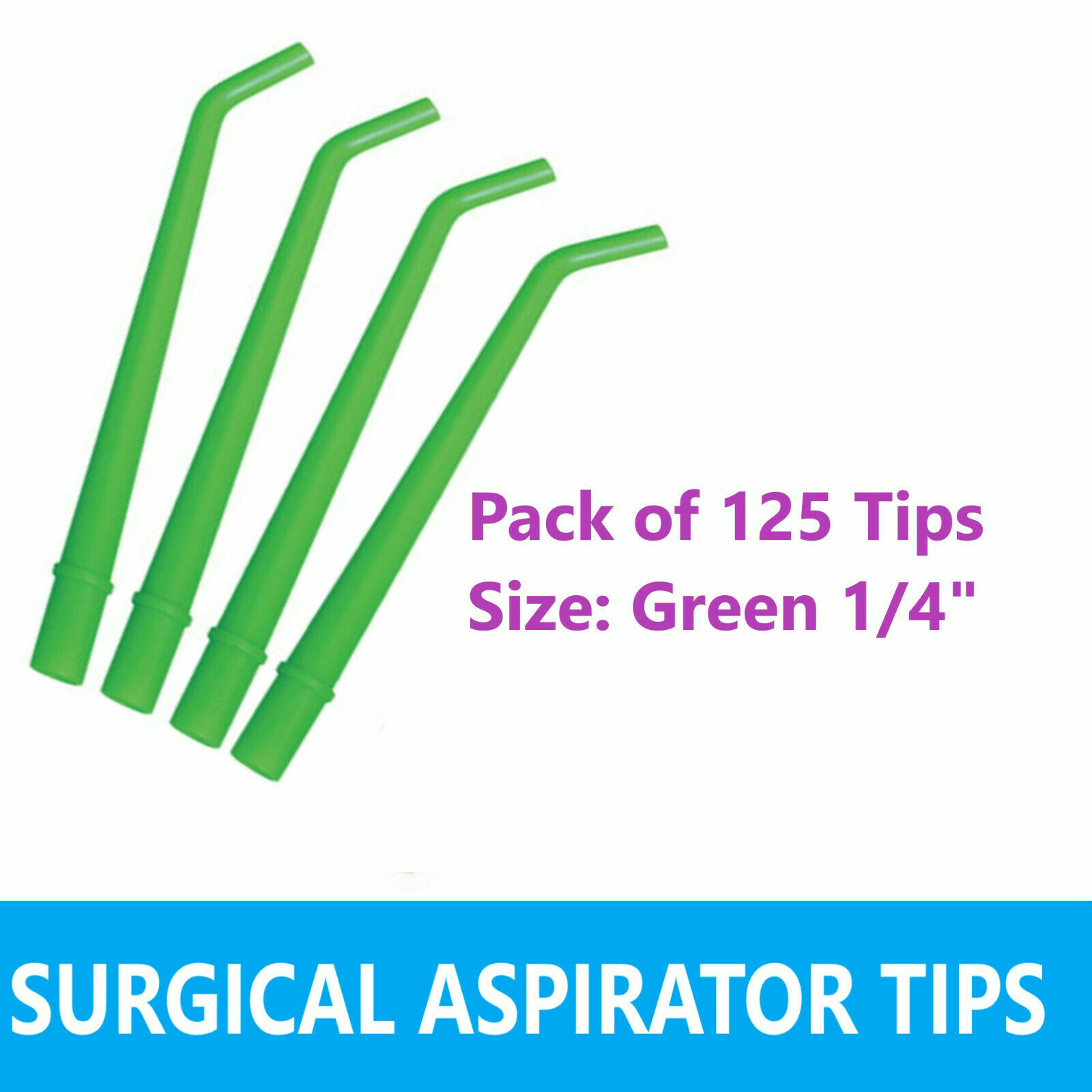 Surgical Aspirator Tips Dental Aspirating Suction Tips Blue, Green, White, 25Pk