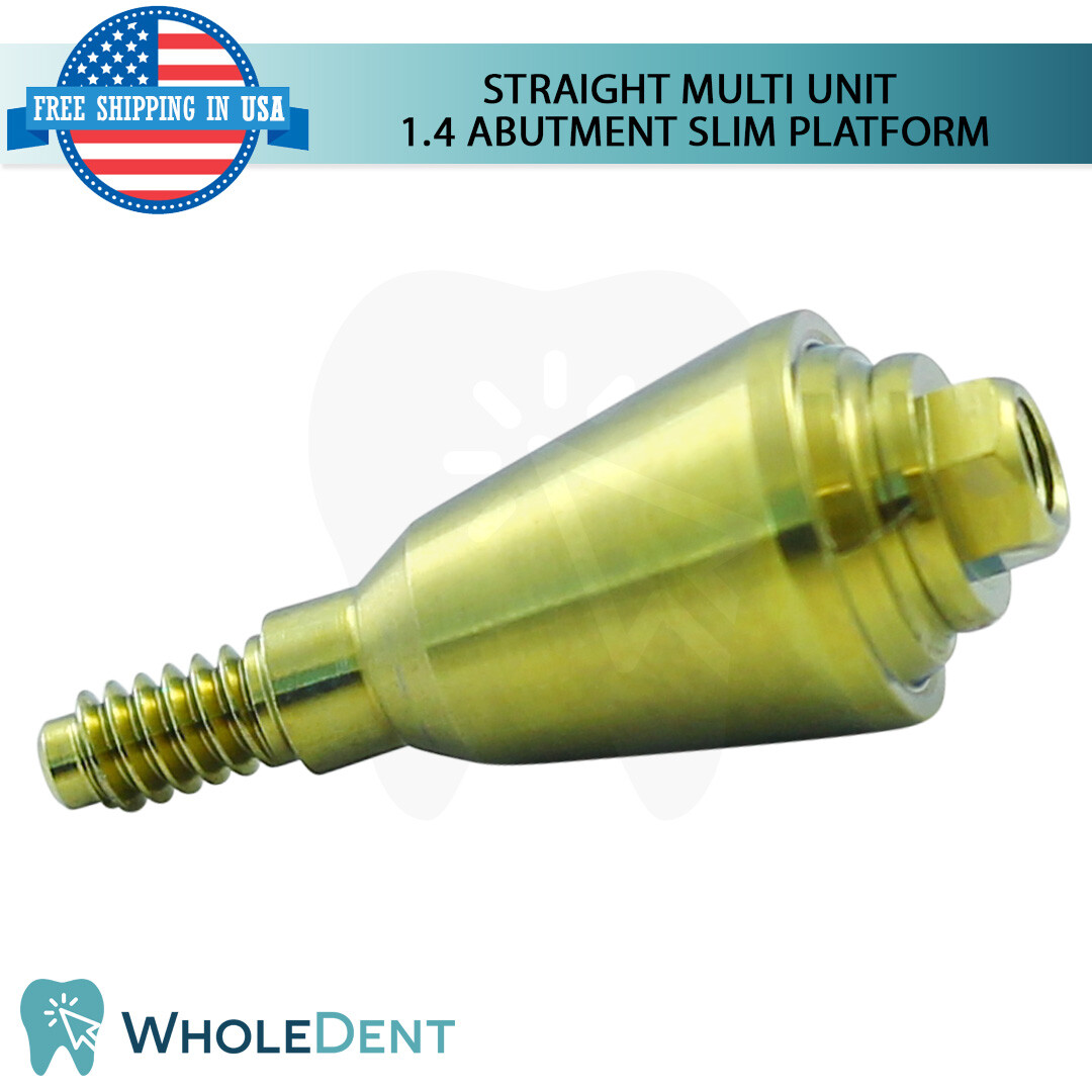 1X Straight Slim Multi Unit 1.4mm Abutment Attachment Int Hex 2.0mm Dental
