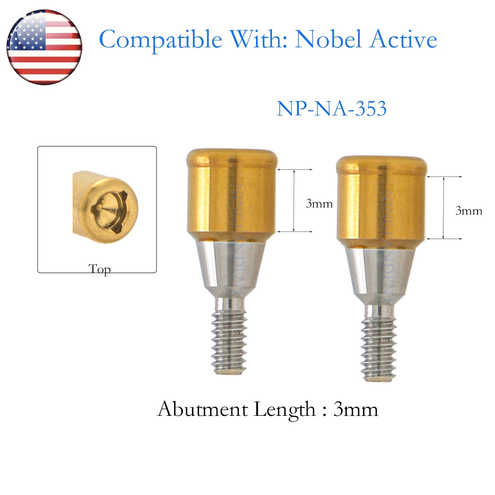 US Implant Locator Abutment Nobel Active NP 3.5mm D 3mm AH Overdenture Male Cap