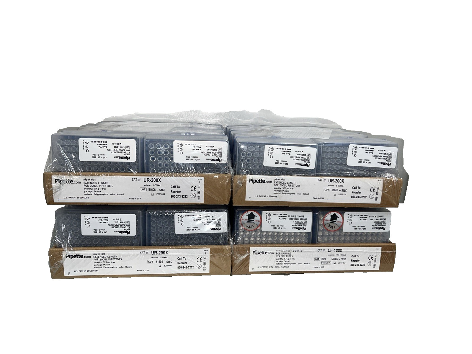 Qty:4 PIPETTE.COM 5-200uL Pipet Tips UR-200X 576 Per Tray