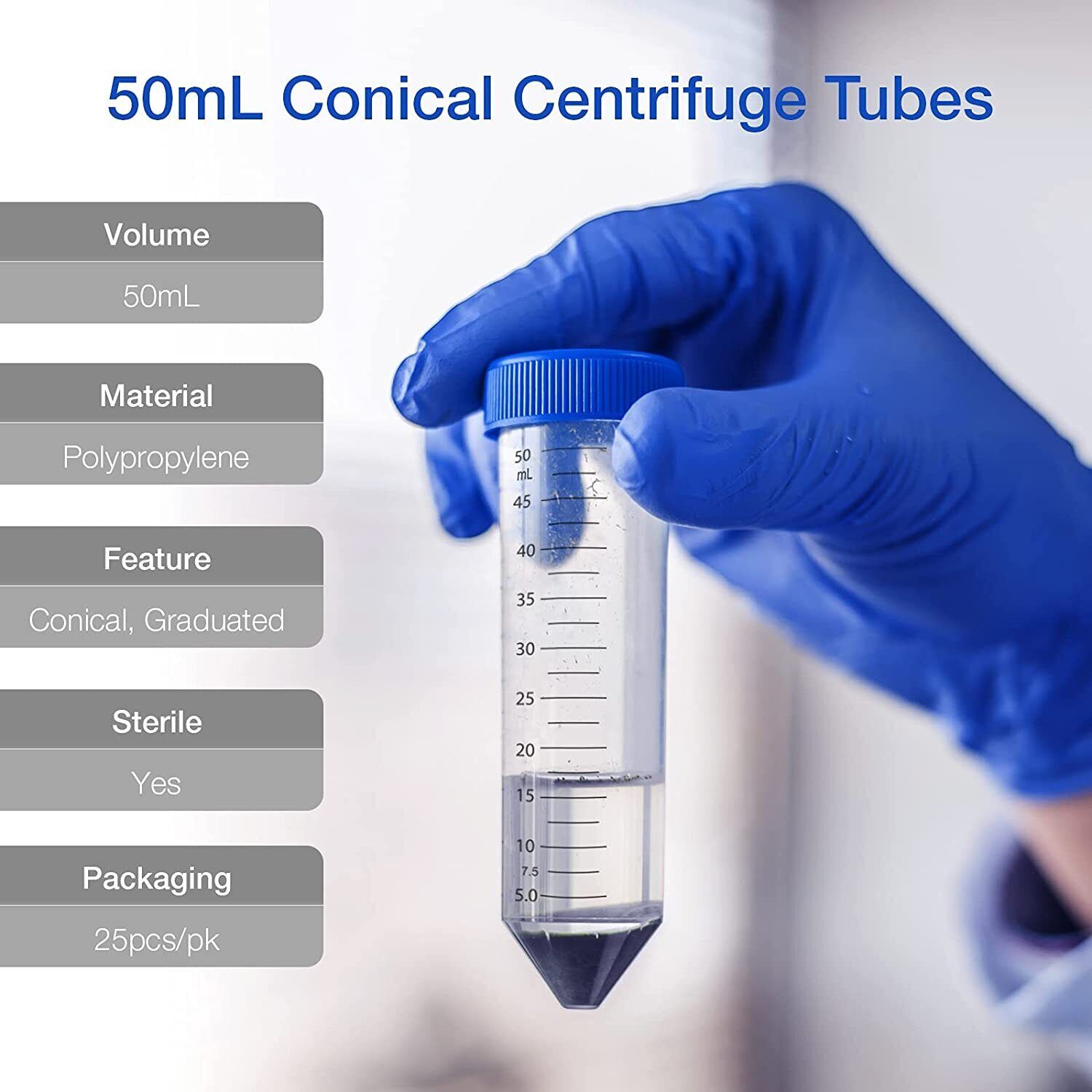 100PCS PES Syringe Filters 0.22μm 13mm/25mm/33mm + 50mL Conical Centrifuge Tubes