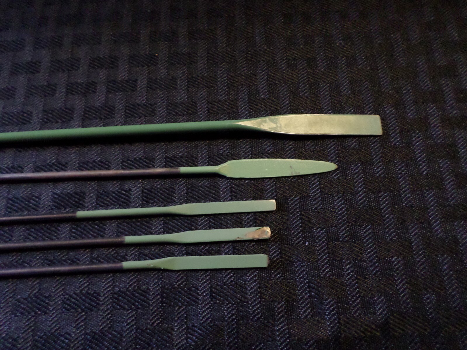 Laboratory Stainless Steel Coated Double Ended Spatula Set in Green 5/Pcs