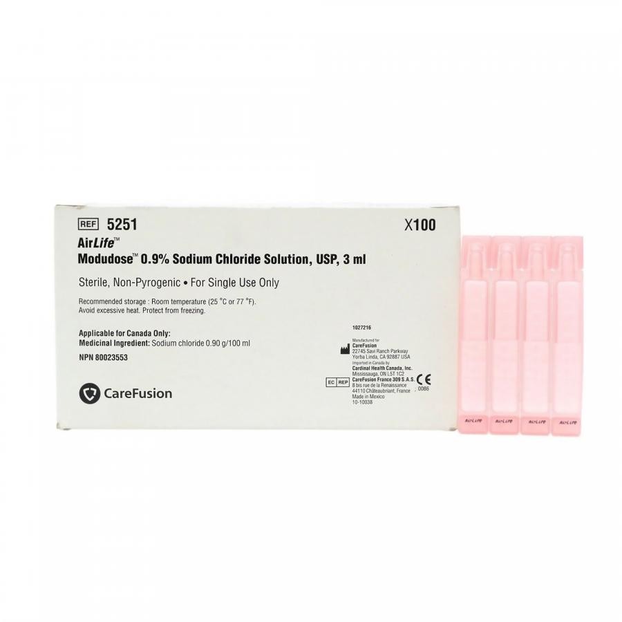 Vyaire AirLife Modudose Respiratory Solution .9% Sodium Chloride 3mL Dose, 100