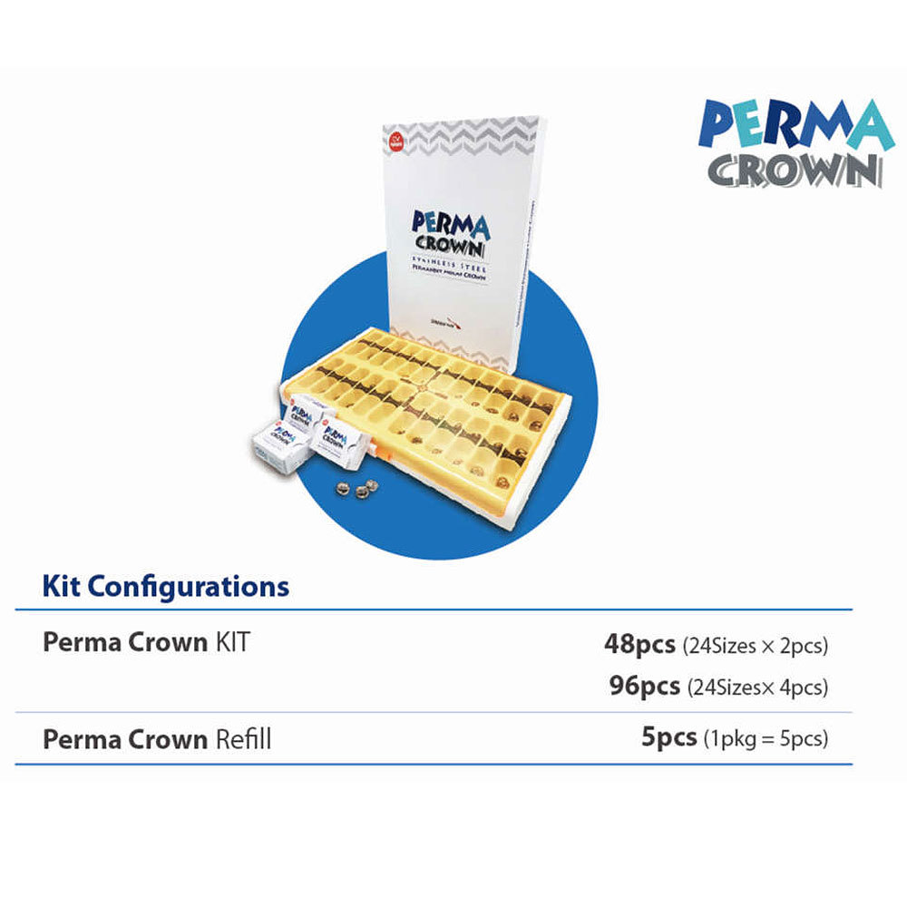 (5 refill) Stainless Steel Permanent Molar Crown Perma Crown compatible