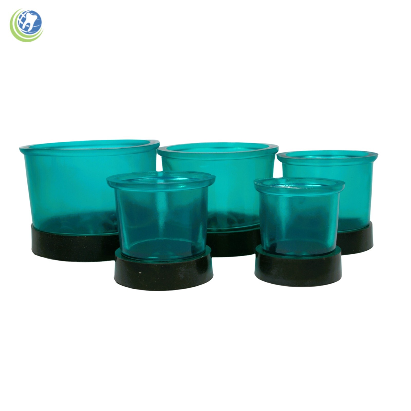 5 PIECE SET DENTAL JEWERLY SILICONE ROUND CASTING FLASKS RINGS FORMERS W/BASE