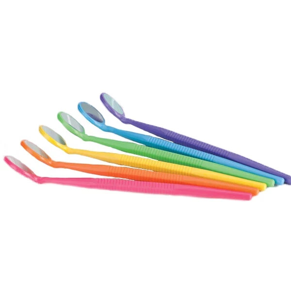 ZIRC Crystal HD Mouth Mirror – #5 with Thin Grip, Assorted Neon Colors 12/Pk 40%