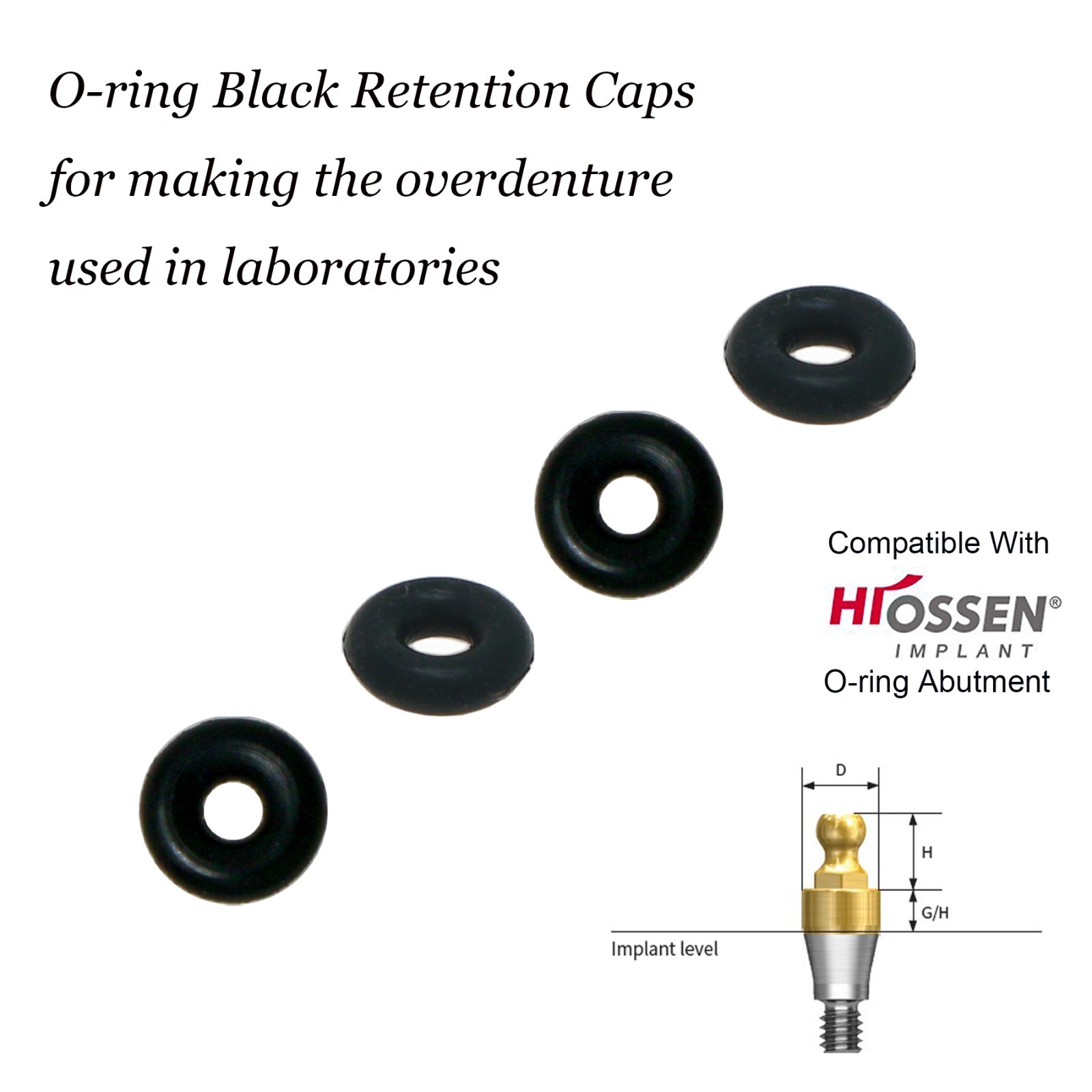 Dental O-Ring Retention Cap Kit for Ball Attachment Abutment Implant fit Hiossen