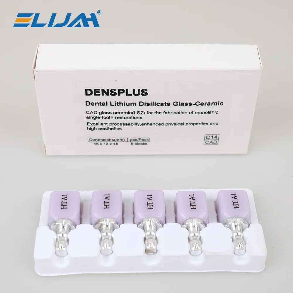 5Pcs Dental Lithium Disilicate C14 Glass Ceramic Blocks HT/LT for CAD CAM Veneer