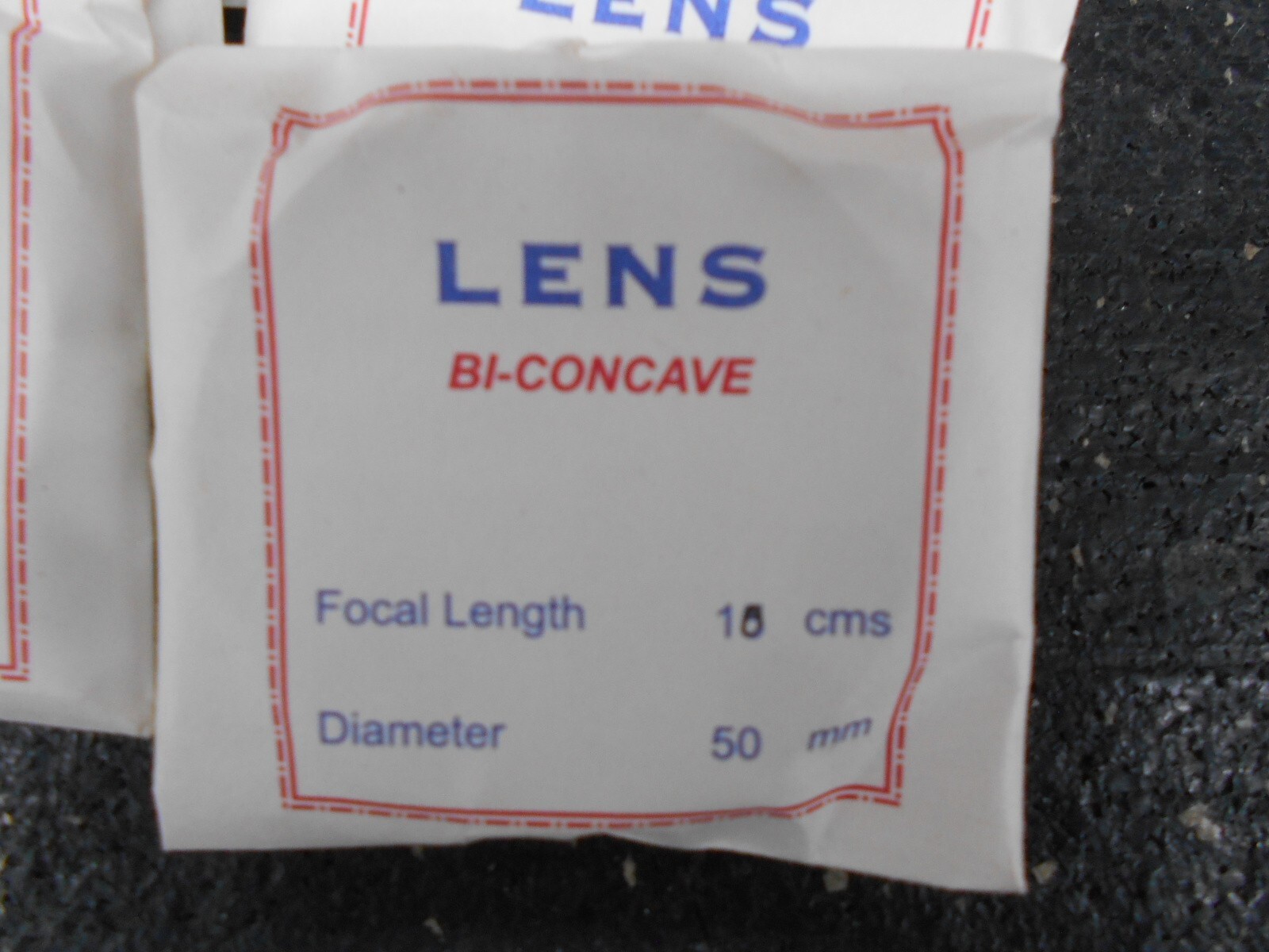 GLASS BI CONCAVE LENS FOCAL LENGTH 10cm DIAMETER 50mm LOT OF 10