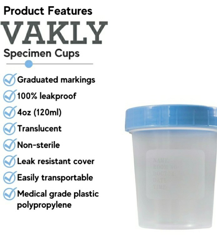 Lot Of 25 – Specimen Cups with Leak Proof on Lids 4oz Clear Non-Sterile