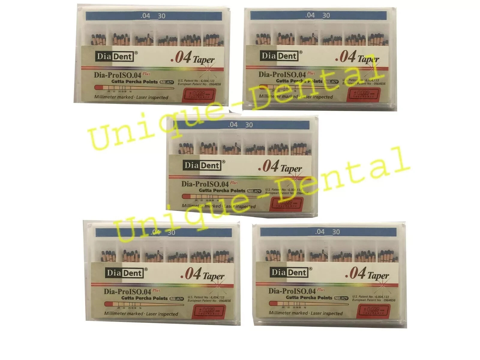 Pack of 5 Diadent Gutta Percha GP Points 4% Size 30 Box of 60 Dental Fast Ship