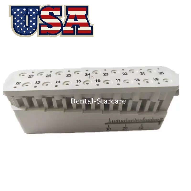 Dental Endo Block File & Bur Holder with Measuring Ruler White Autoclavable USA