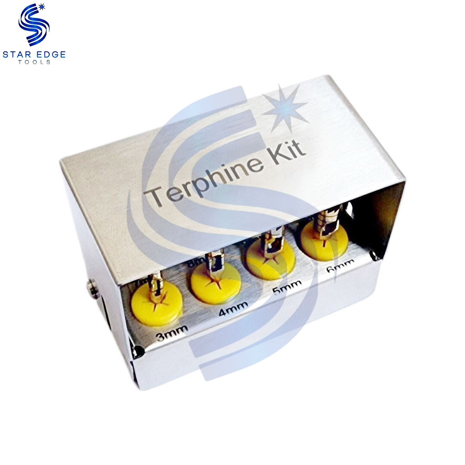 Dental Trephine 8 Pcs Drills Kit Gold Coated Surgical Surgery with Bur Holder