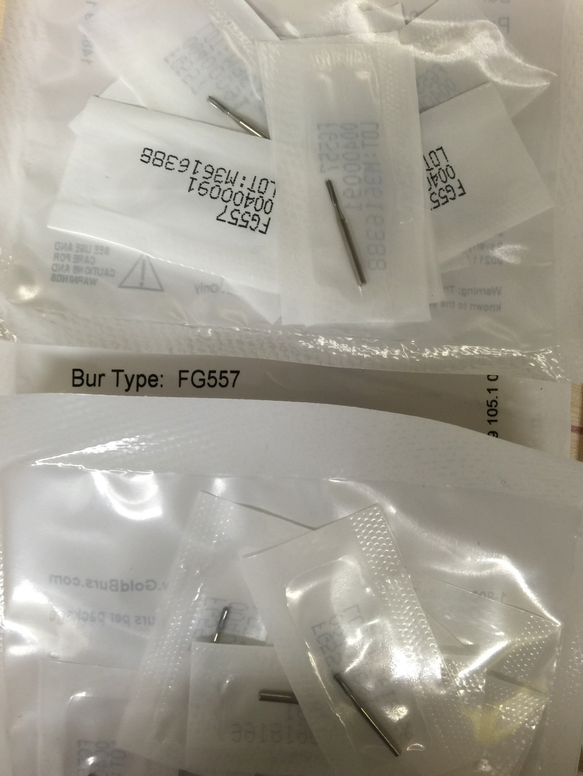 Carbide Burs FG557, 50 / Pack FG Burs. Midwest Type, Made by Kerr 50 Pk