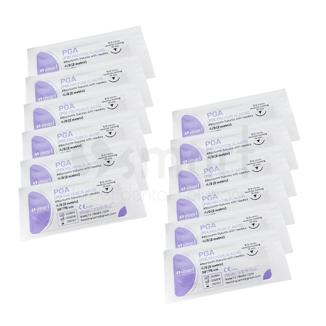 LOTx3 Dental and Veterinary PGA Absorbable surgical sutures with needles 4/0