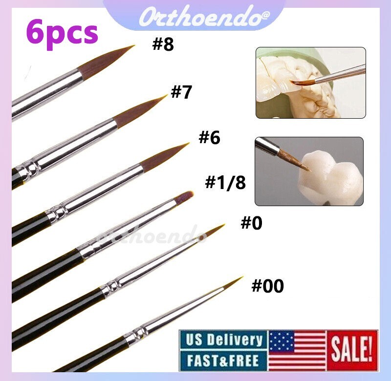 6/set Dental Porcelain Brush Pen Glaze Ceramic Brush Pen Dental Technician Tools