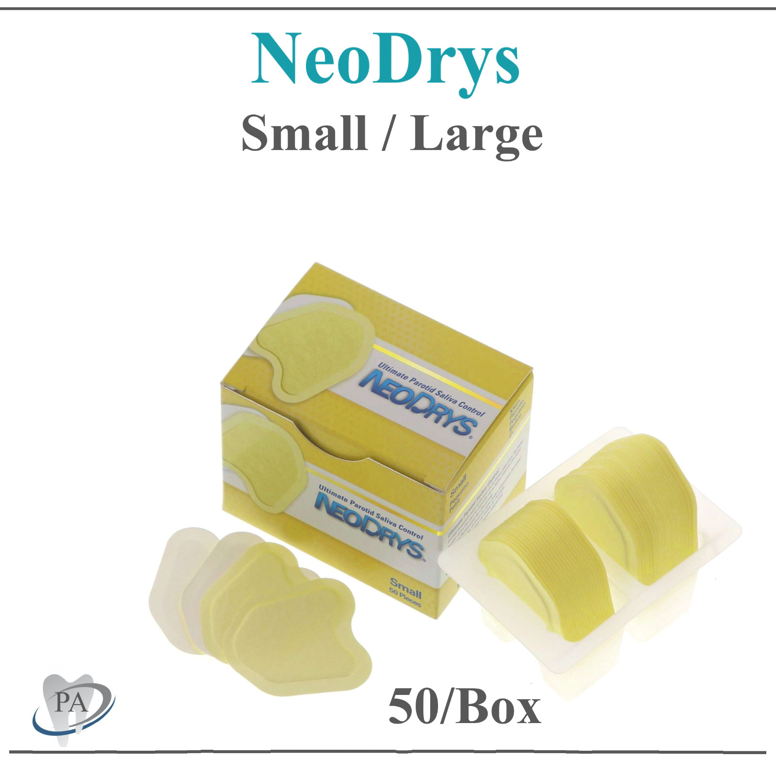 Dental NeoDrys Cotton Roll Substitute Blue Large or Small Yellow DYL DYS, 50/Pk