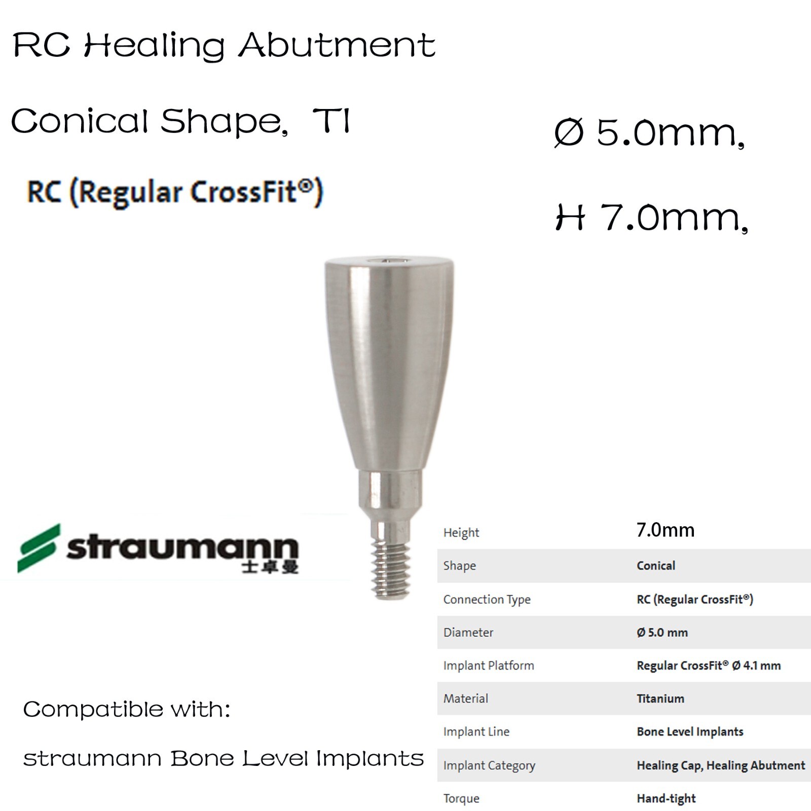 US Straumann RC Healing Abutment Healing Closure Fits ITI Bone Level Regular BLT