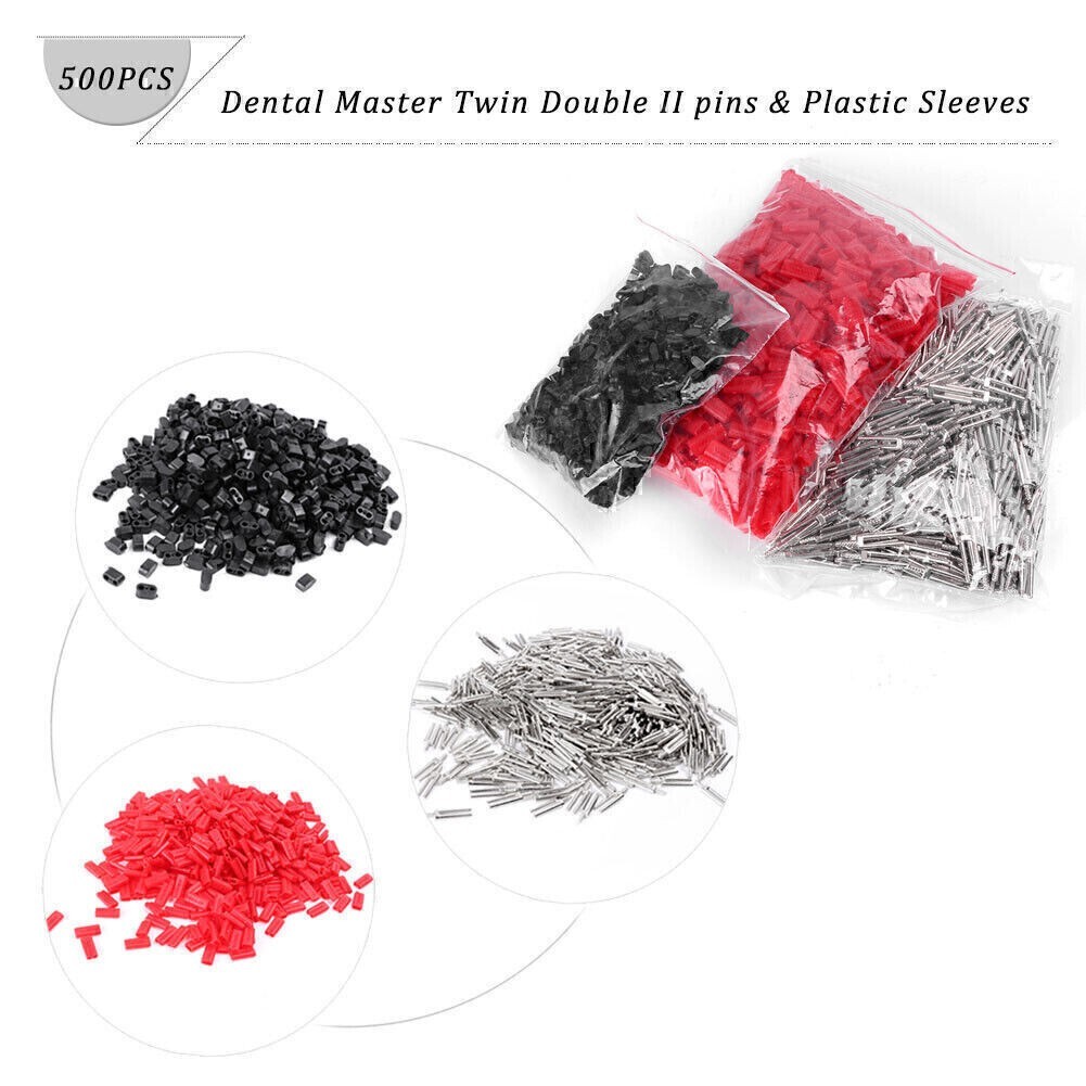 500 Kits Dental Lab Supplies Plastic Sleeves Master 21mm Twin Double II Pins Use
