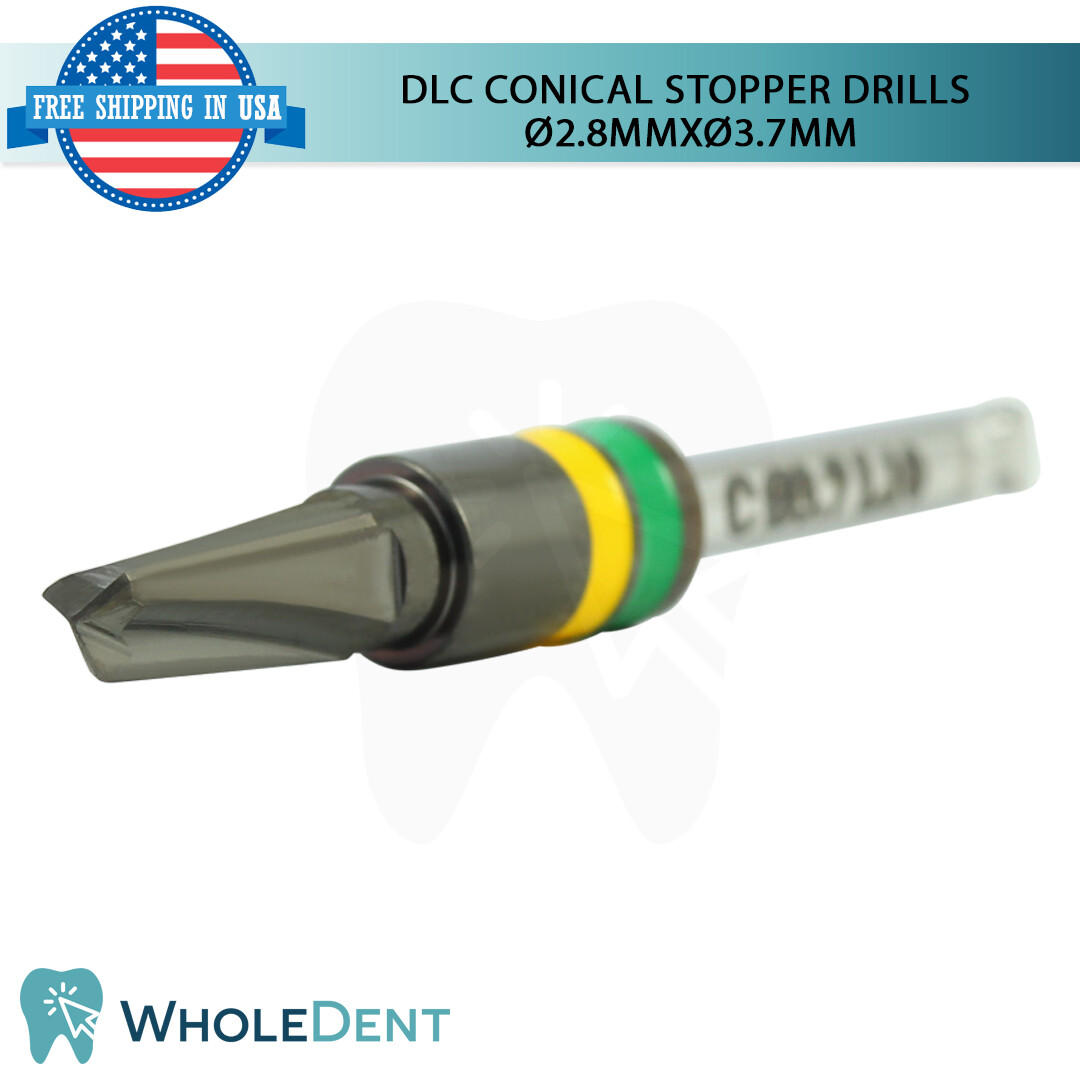 DLC Conical Integral Stopper Drill Ø2.8XØ3.7 Dental Im plant Tool Instrument