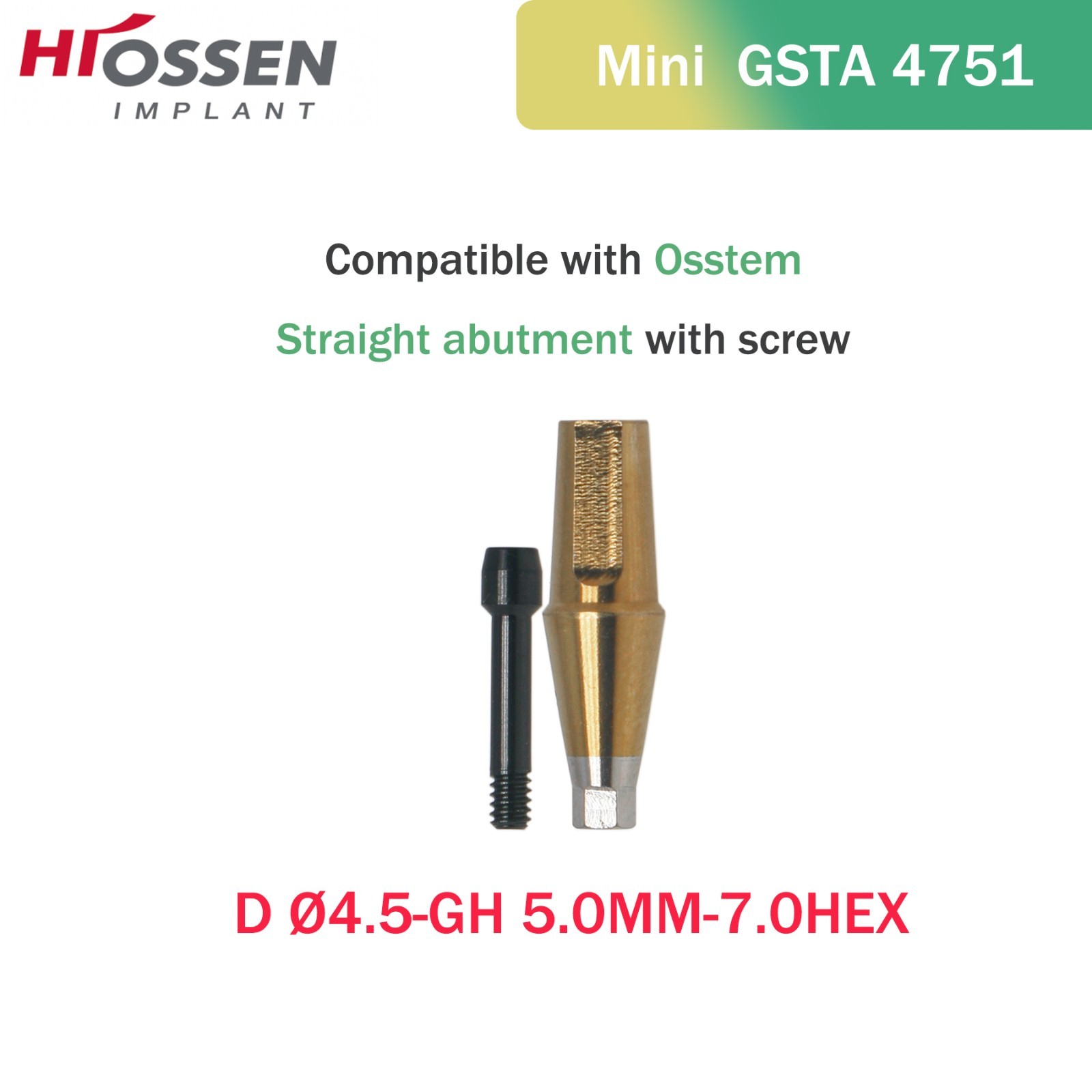 Hiossen ET III MINI Regular Hex Straight Transfer Abutment Implant 4.5/5.0/6.0mm