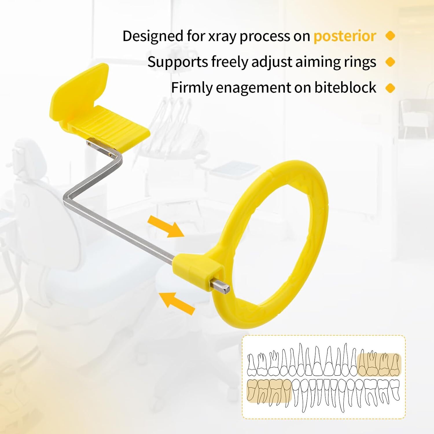 10x Dental X-Ray Sensor Holder Dental Posterior Indicator Arms Yellow