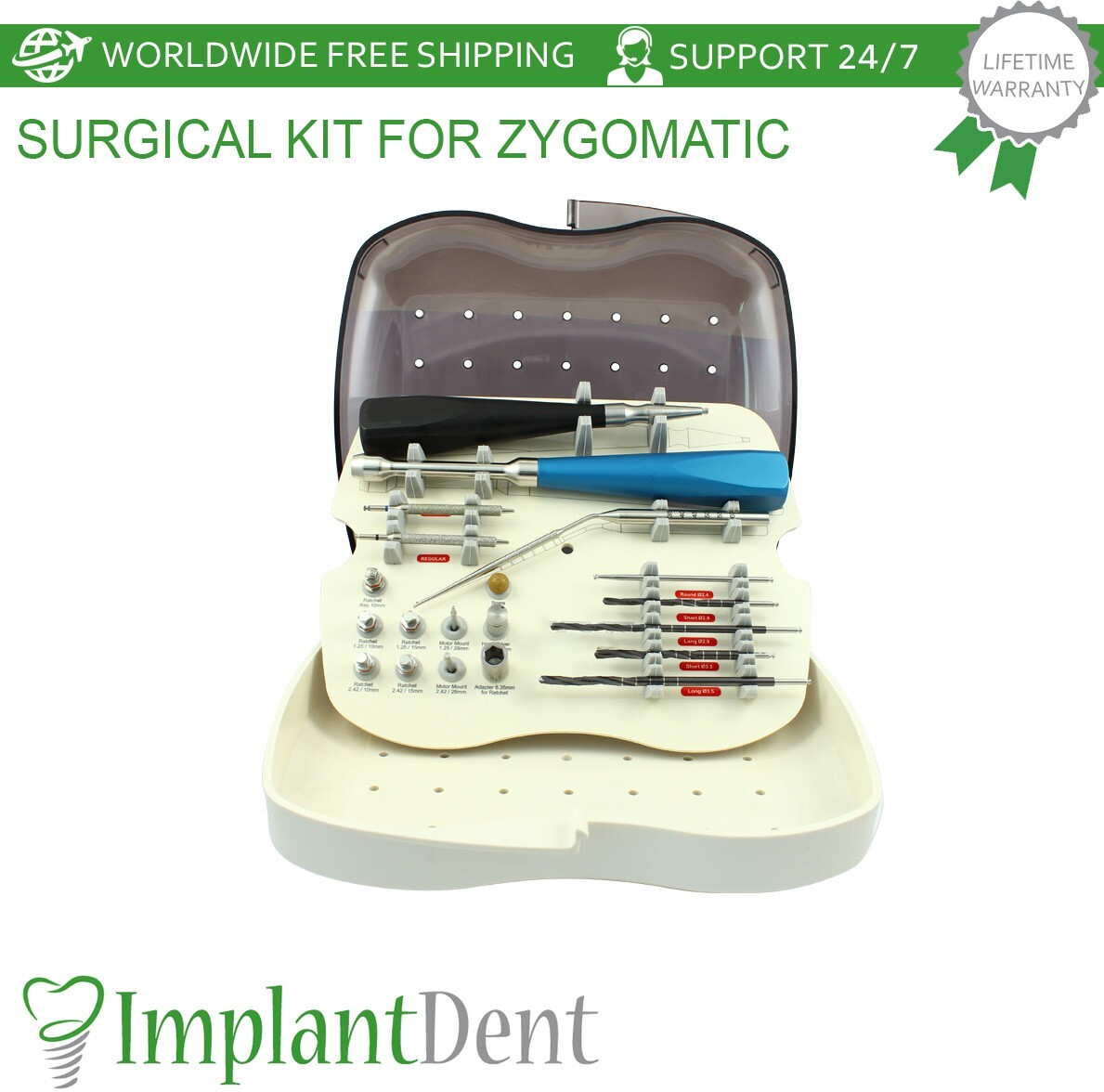 Premium Kit For Zygomatic, Carbon DLC Coating, High-Grade Plastic Material